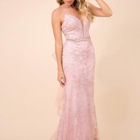 Illusion V-Neck Mermaid Shape Prom Dress NXT314
